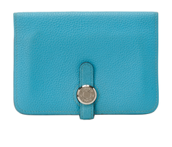 Hermes Dogon Compact Wallet, Leather, Blue, D (2019), 2*